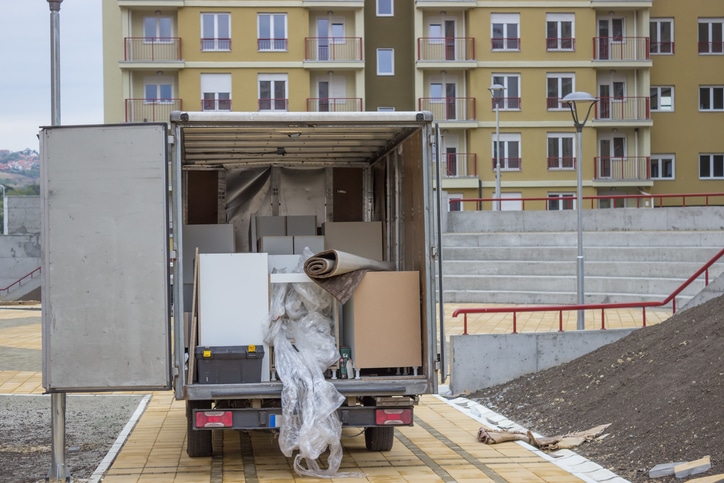 moving to a new apartment, truck with boxes